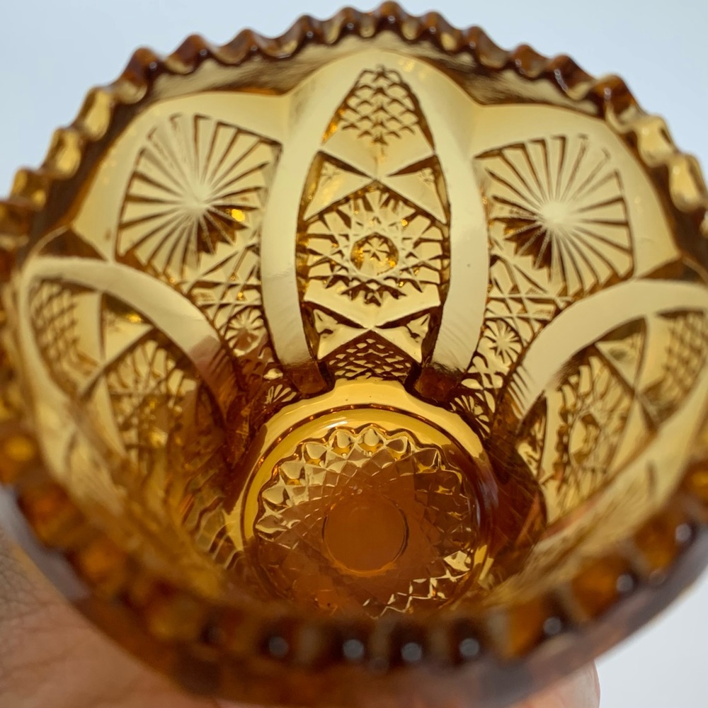 Fall decor Imperial Glass Co Amber Toothpick/Votive Holder